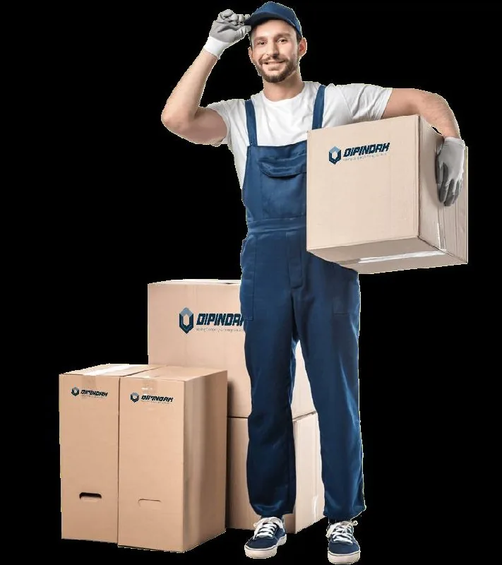 Professional mover stacking cardboard boxes in Durham, NC